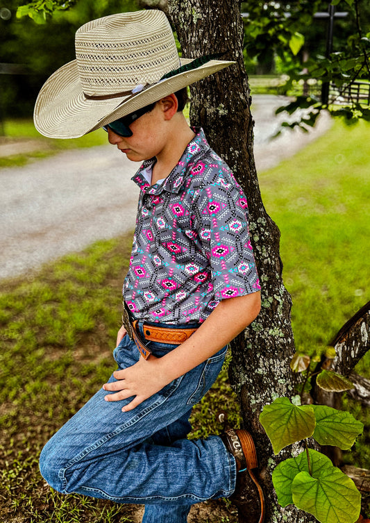 Youth Southwestern Neon Polo