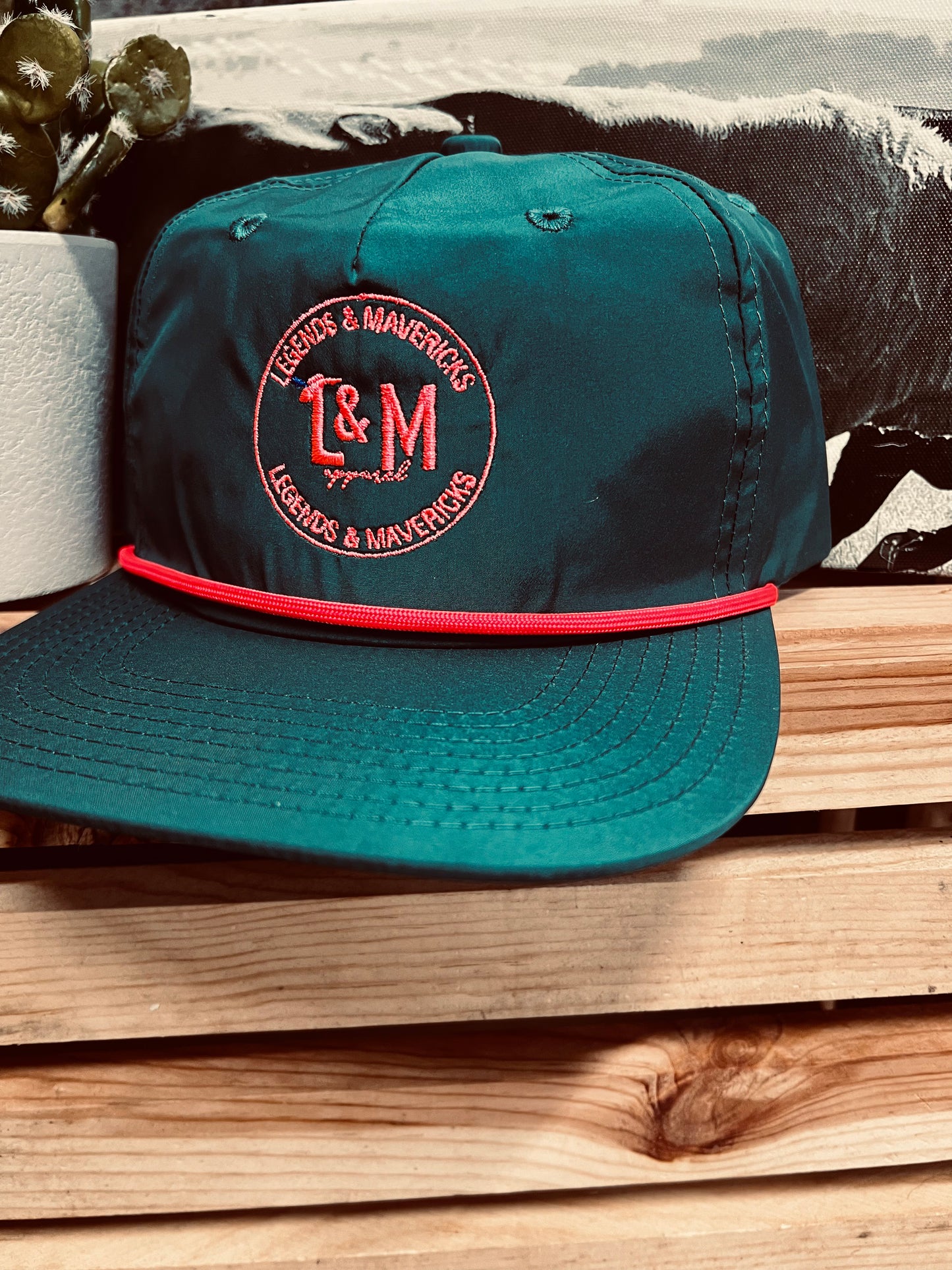 Teal & Neon Pink Logo Cap