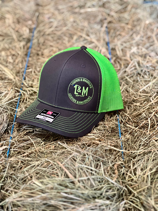 Charcoal/Lime Richardson 112 logo cap